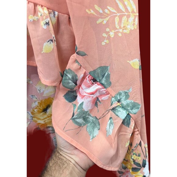 Rue 21 -Women's Summer Sleeveless High Low Hem Ruffle Floral Dress- Pink -Medium - Picture 13 of 16